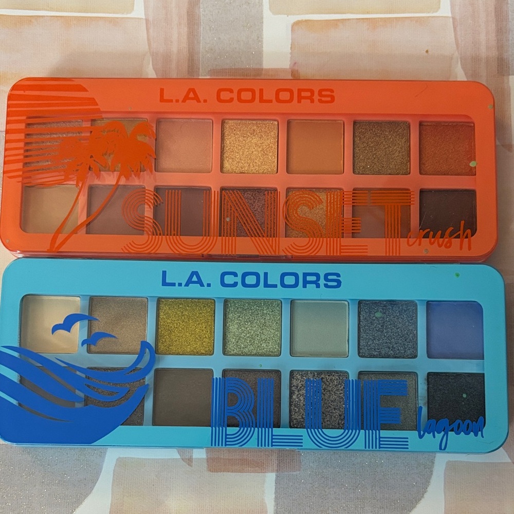 L.A. COLORS Blue Lagoon & Sunset Crush Dual Eyeshadow Palettes